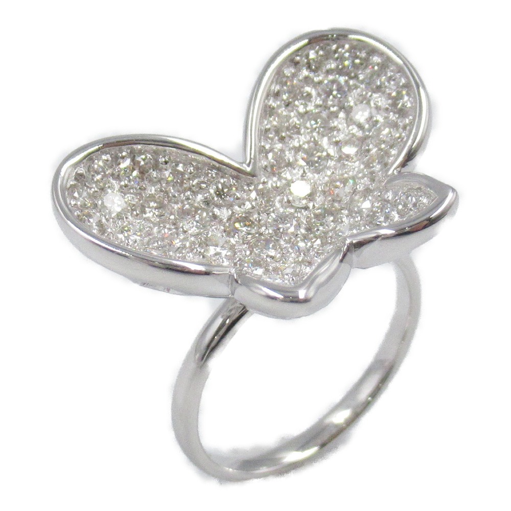 LuxUness K18WG White Gold Diamond Ring Metal Ring